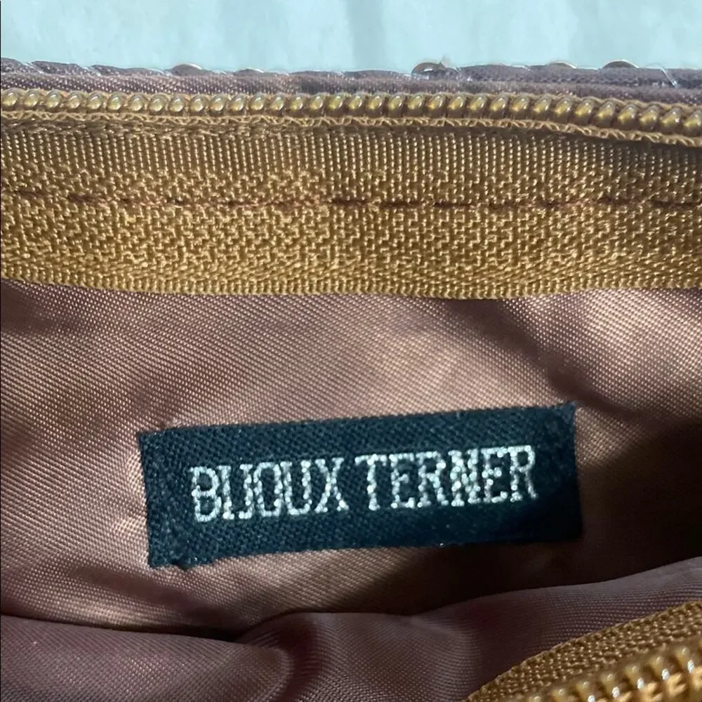 Bijoux Terner Copper Tone Aluminum Mesh Evening Bag 9x4x1 w/ 8” Drop